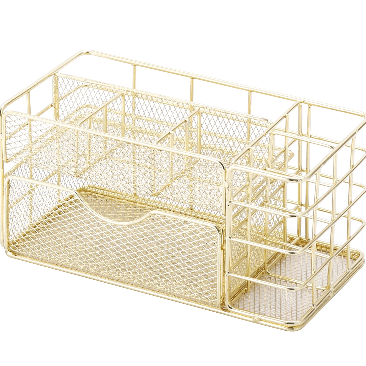 OEM Factory Large Multifunction Desk Tidy Metal Mesh Organiser Office Stapler Holder Pen Holder with Drawer For School Office