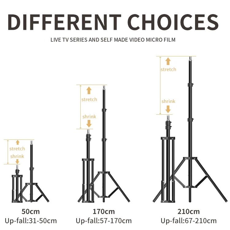 Table Floor Aluminum Selfie Tripod For Phone Camera Stands For Broadcast Photo Live Video Holder 50/170/210 cm