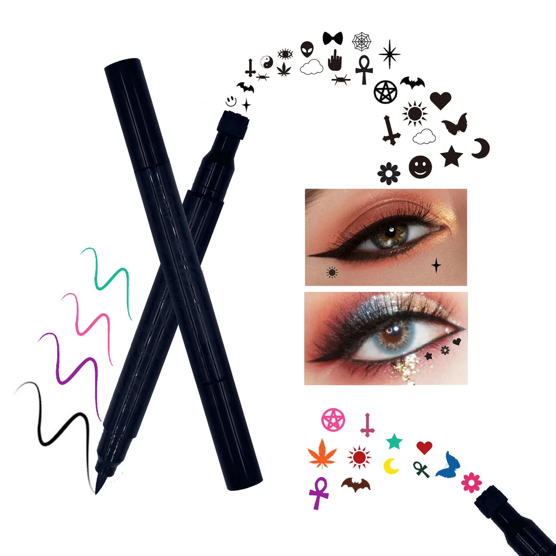 Custom Logo Waterproof Vegan Double Head Makeup Winged Eyeliner Stamp Eyeliner Stamp Waterproof 2 In 1 Eyeliner Wing Stamp