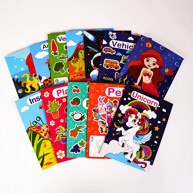 custom design printing soft cover children drawing comic colouring book set for kids