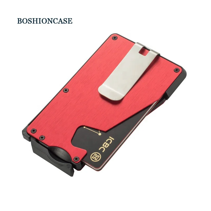 Minimalist Metal card holder wallet RFID carbon fiber wallet aluminum money clip Automatic Pop up RFID credit Card Holders