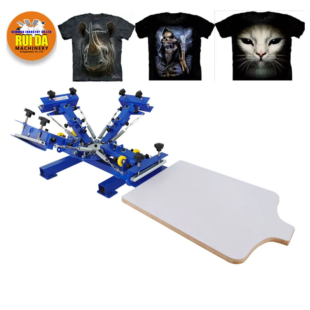 DGRUIDA Full Set NS401-EAM Manual 4 Color 1 Station Screen Printer Easy to Operate with Factory Price Plate Type