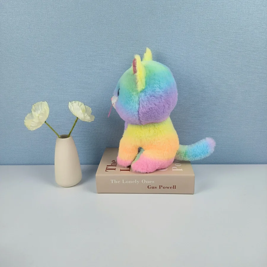 Customized New Cute Children Birthday Gifts Plush Toy Colorful Rainbow Cat Stuffed Plush Cat Doll Toy