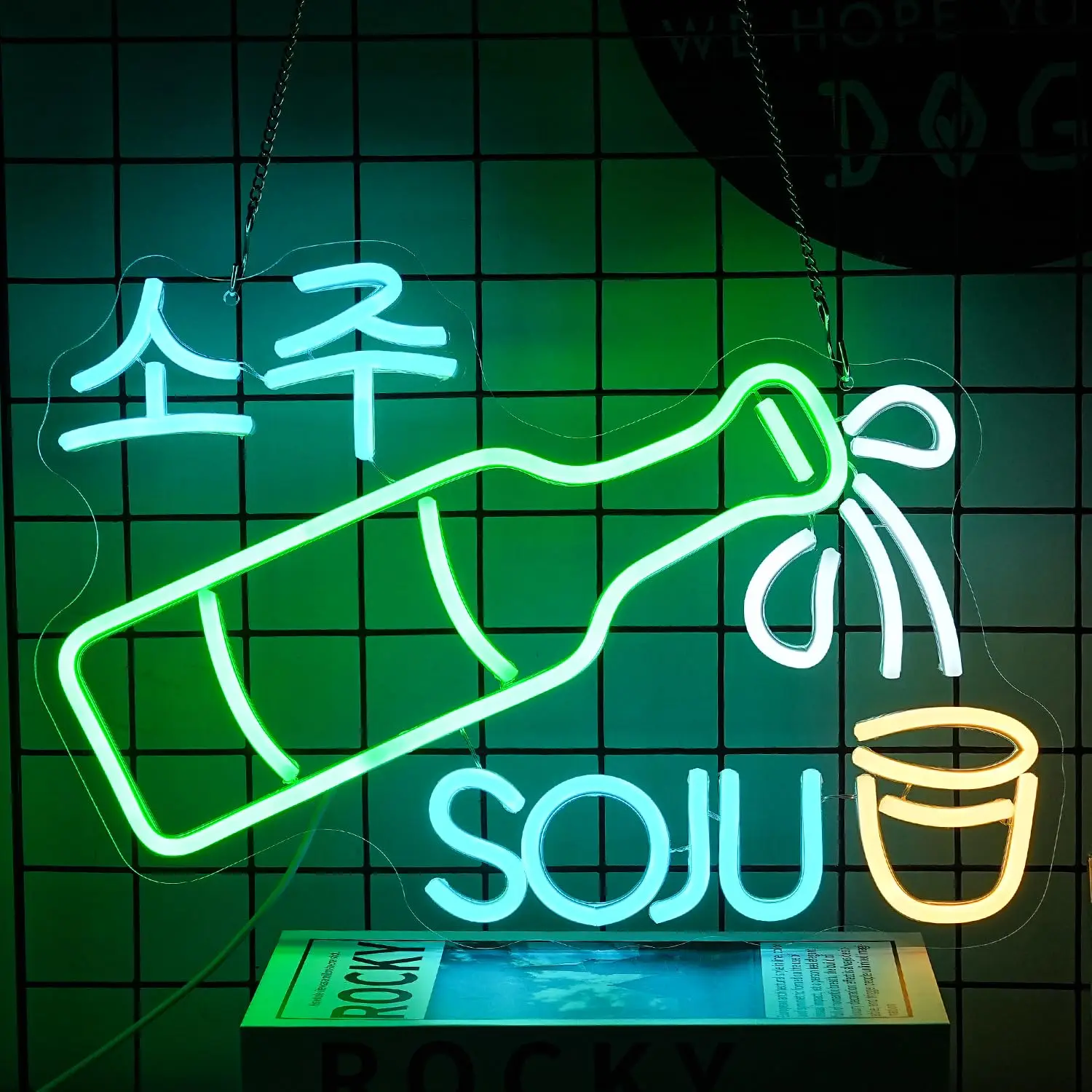 Корейская светодиодная неоновая вывеска Soju барная и ресторанная кухня винный погреб стеклянный декор яркая для корейской столовой