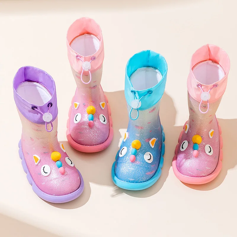 Winter boots with fur socks for children unisex kids anti-slip raining boots with toddler size child keep warm snow boots