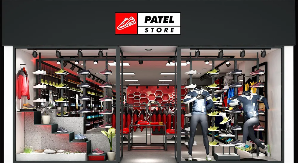 Trendy Commercial Sportswear Shop Fitting Full Set Display Racks Custom Sports Shop Interior Design for Activetwear