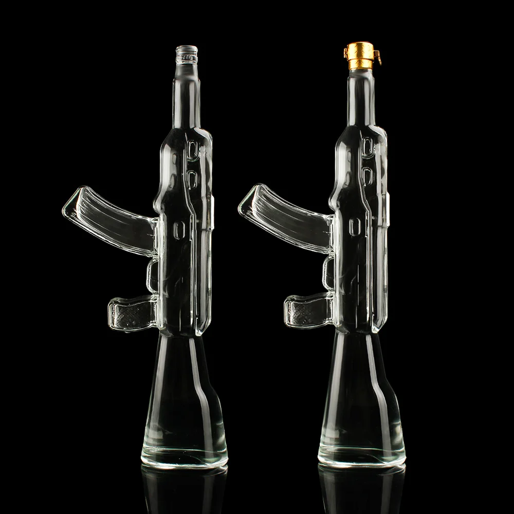 AK47 Gun Shape Borosilicate Glass Bottle With Bullet Drink Bottle whiskey  decanter gun shaped alcohol bottle