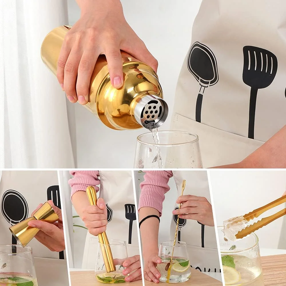 Factory Custom Various Styles Capacity Wooden Box Logo Set Colours Bartender Kit Martini Stainless Steel Shakers Cocktail