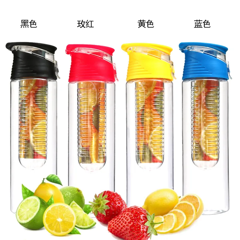 Mikenda  Sport Fruit Infuser Water Bottle Tritan Fruit Infusion Shaker Infuser Bottle Plastic With Push Lid