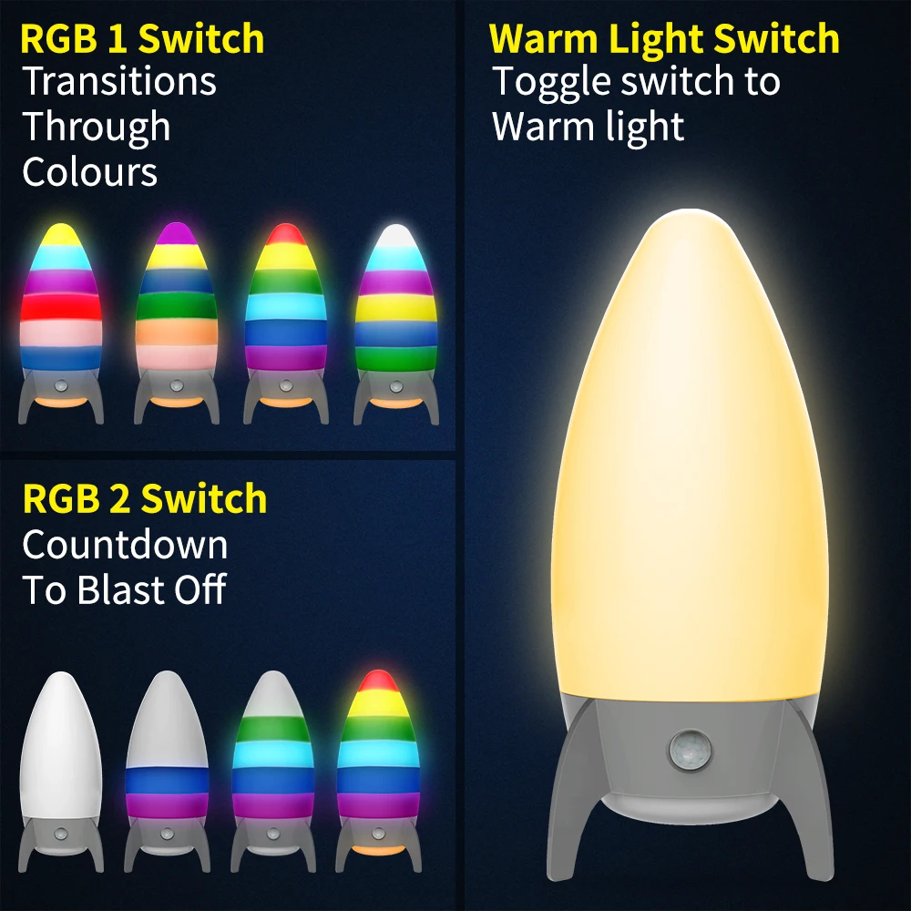 Creative Gift High Quality Small Rocket Table Lamp  Kids Rainbow Rocket Night Light Lamp
