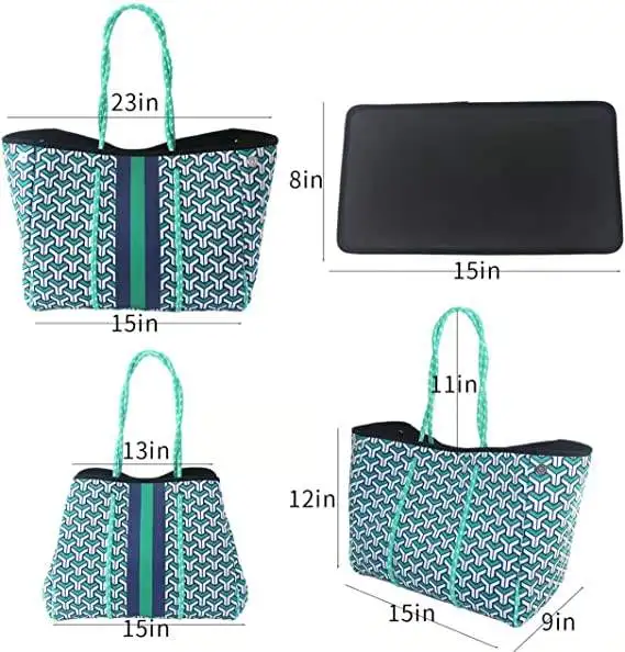 Customized Neoprene Tote Bag for Ladies Large Capacity Beach Totebags Reusable Shopping Bags Fashion Shoulder Bags Women Handbag