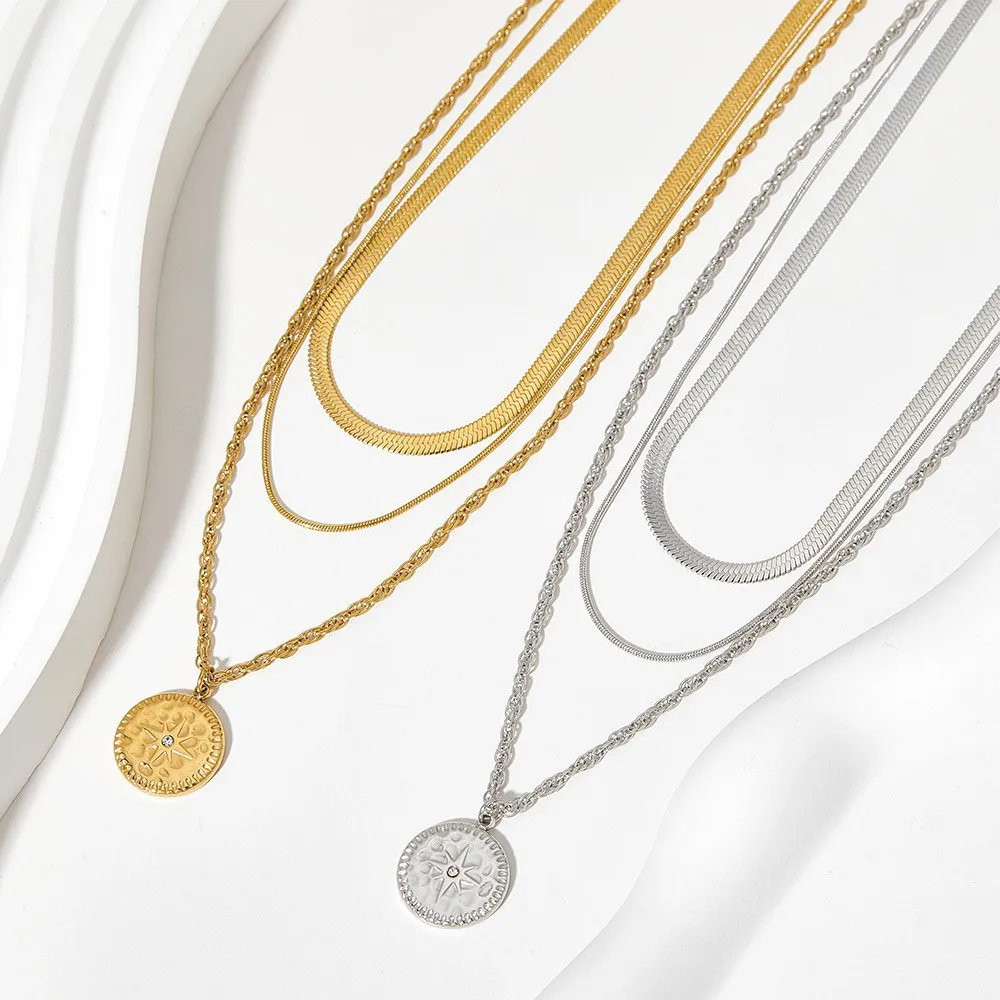 Элегантные ожерелья, подвески для мужчин и женщин, подвески со слоями mutli, подвески из нержавеющей стали, винтажный стиль, звезда, монета, оптовая продажа с завода
