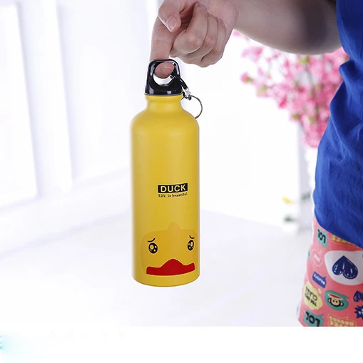 Printed Cute Animal Buckle Aluminum Travel Mountaineering Sports Water Bottle