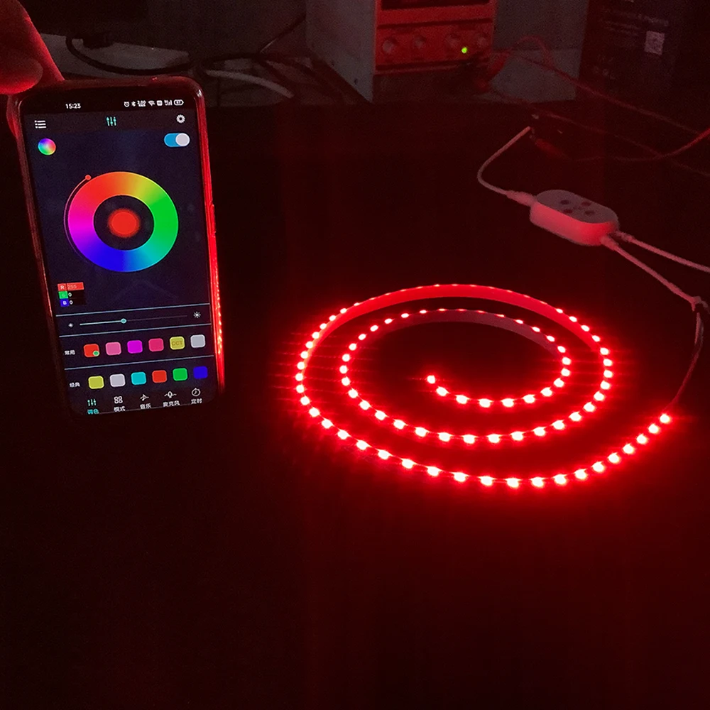 SK6812 4020 SMD 8mm Double Layer Black PCB 90 LEDs/M Yellow 3M Bluetooth WIFI IP20 Magic RGB Pixel RGBIC LED Strip Light