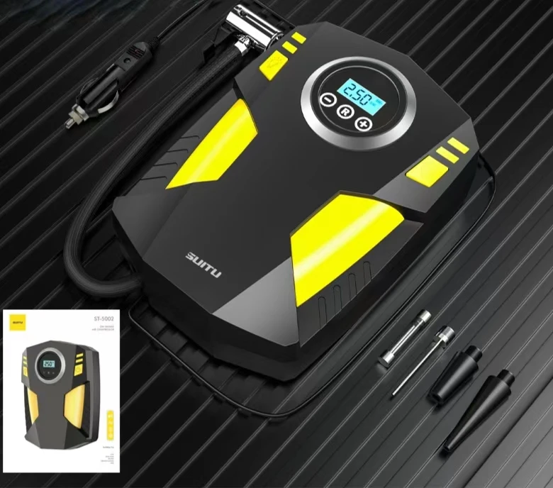 Corded Portable Car Air Pump 12V 150PSI Electric Tire Inflator Pump Motorcycle Bike Ball LED Light Car Air Compressor