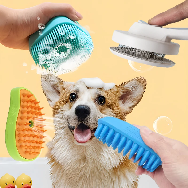 Pet Cleaning  Bathing 3 in 1 Pet Hair Cleaner Brush Dog Shower Brush Pet Cat Brush Sets Dry Wet Silicone Massage