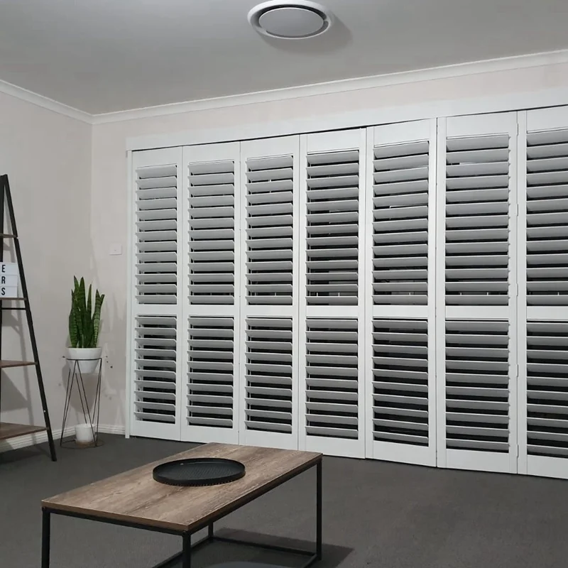 Window Shutters Plantation Shutters for Australia Best Price Custom Size Pvc Plastic Horizontal French Air Ventilation 5 Years