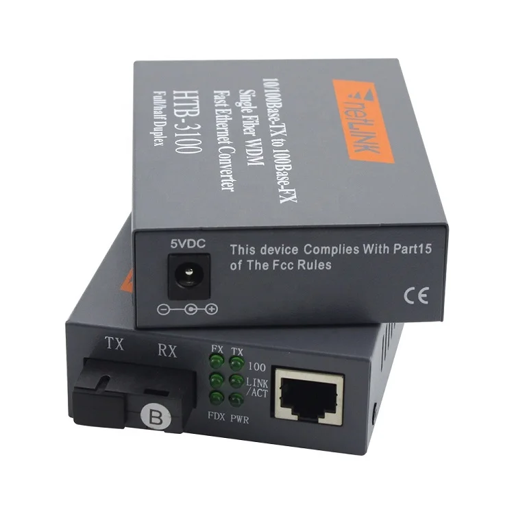 Factory Cheaper Price 10/100/1000m 20KM With RJ45 Netlink HTB-3100 AB Fiber Media Converter