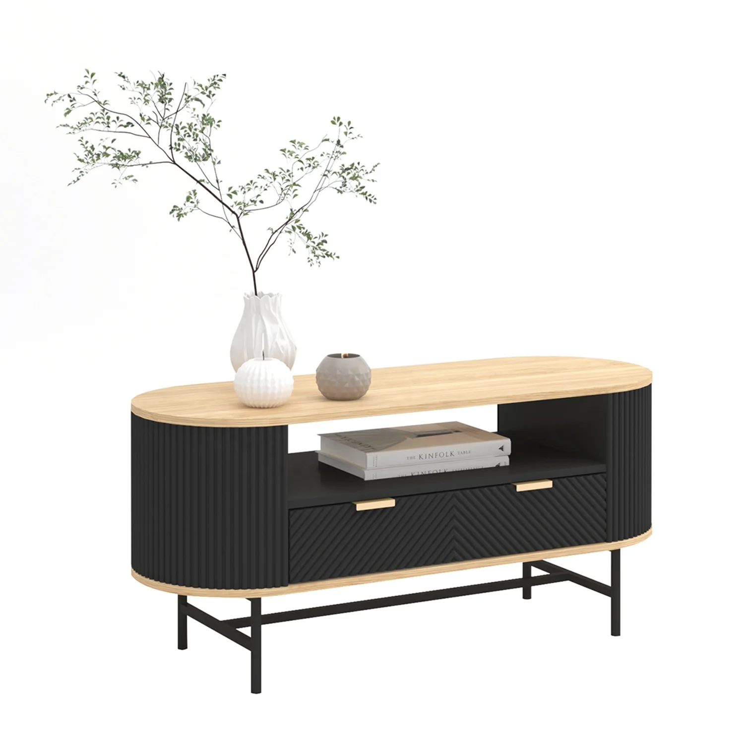 Custom luxury black kitchen dining living room cupboard metal leg wood buffet sideboard cabinet with 2 door