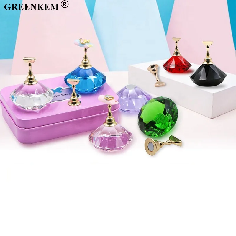 New Reusable Crystal Acrylic Nail Practice Stand Magnetic Lotus Base Nail Display Stands Magnetic Nail Practice Display Stand