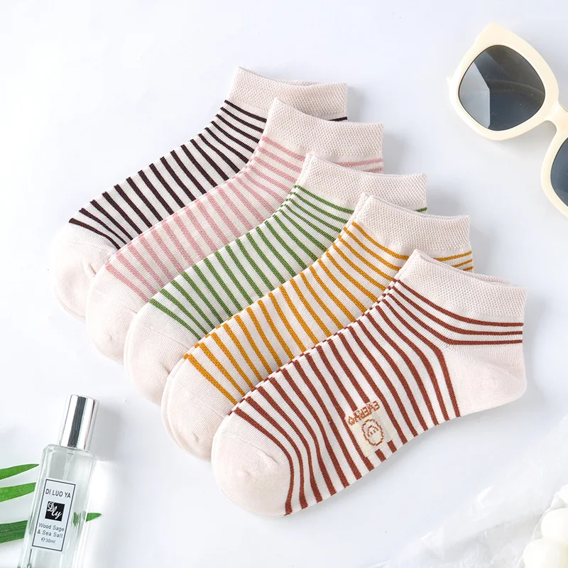 Hot Sale Vintage Socks Women Logo Red And White Stripe Slipper Socks For Women