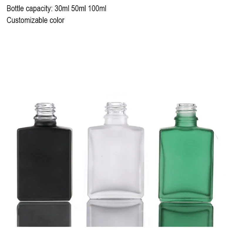 New Product 50ml 100ml Rectangular bamboo Dropper bottles square flat glass bottle for cosmetic packaging (GFD01-C)