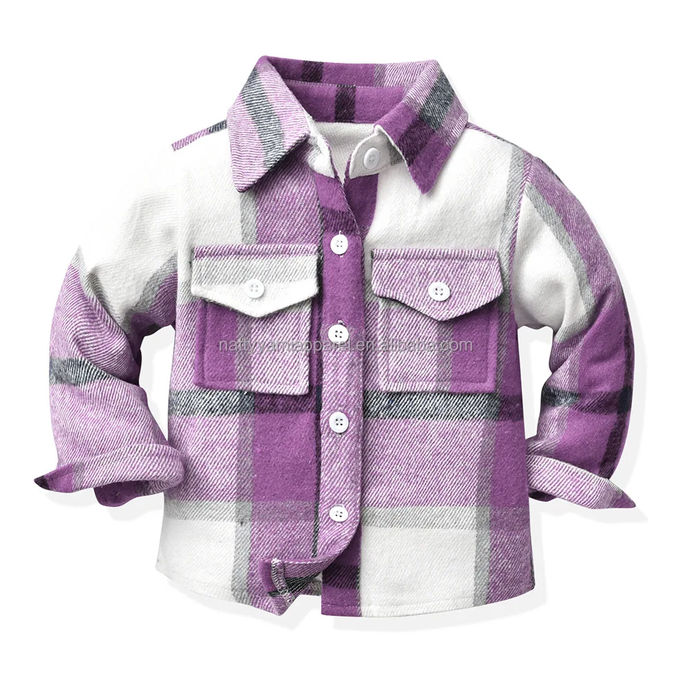 1Pcs Private Label Autumn Boy Spring Jacket Infant Toddler Girls Clothing Cotton Plaid Boys Kids Children Coat
