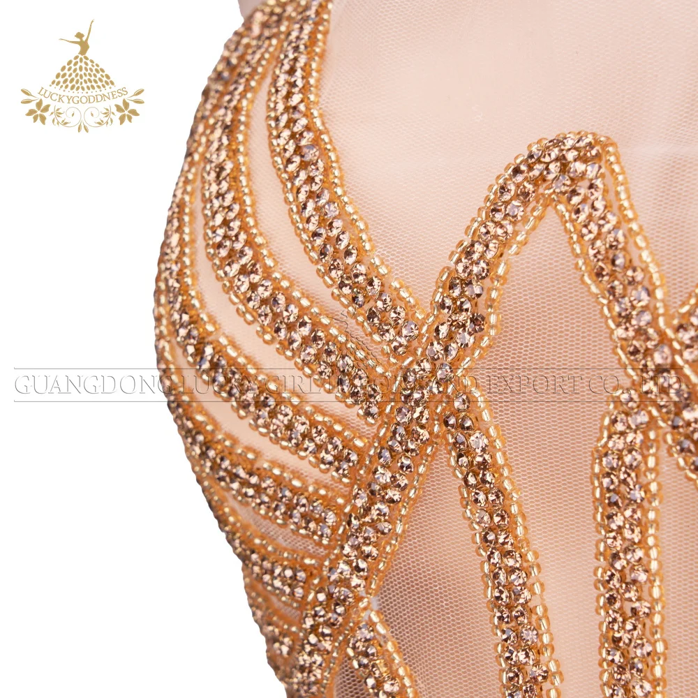 Rhinestone fringe appliques in embroidery stone crystals rhinestones bodice applique dress patches DRA-592