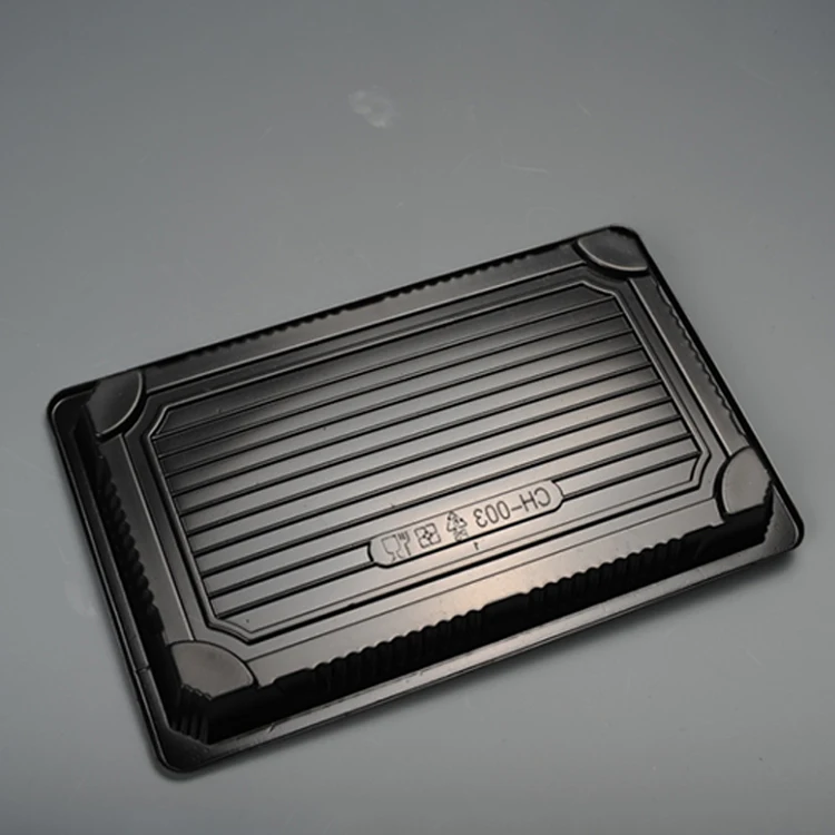 Food Cookie Sushi Container Disposable Plastic Boat Square Sealable Pp Price Black Takeaway Recyclable Plastic Tray