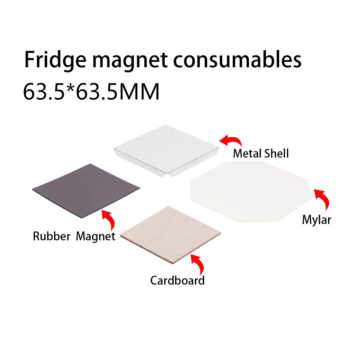 63.5mm Square Magnet Fridge Magnet Badge Machine With Cutter With 1000sets Refrigerator Magnet Badges
