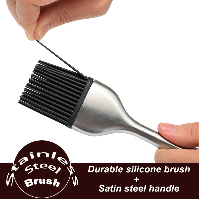 
BBQ/Grill Basting Silicone Brush and Removable Pastry Brush with stainless steel handle 