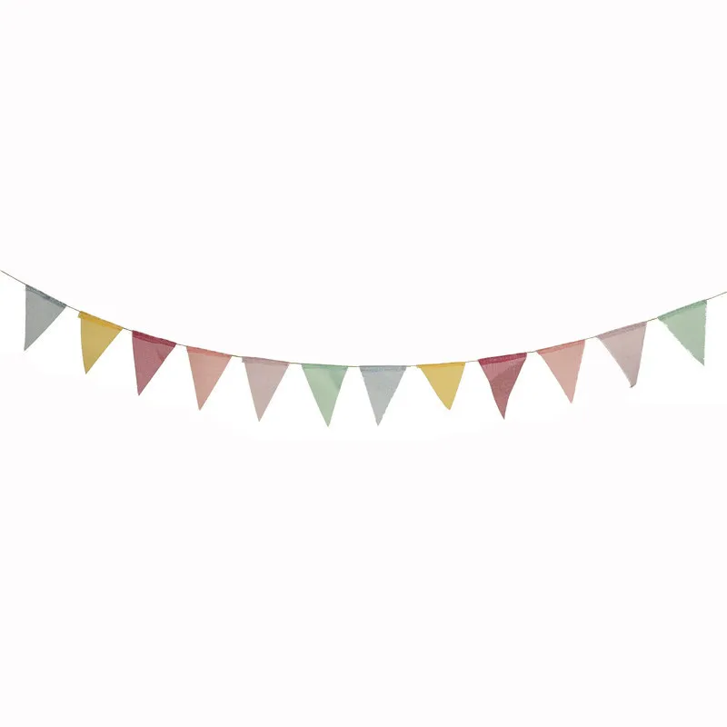 Dropshipping Colorful Jute Linen Flags Pennant Birthday Bunting Banners Wall Hanging Wedding Hanging Banner DIY Party Garland