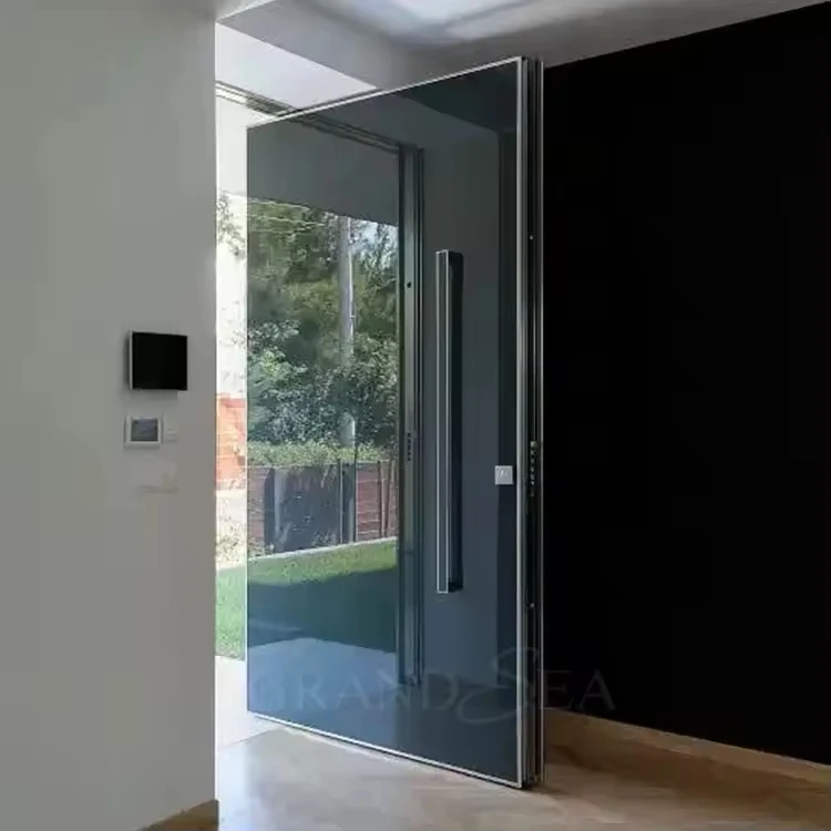 Luxury Design Italian Aluminum Exterior Security Front Modern Entrance Door Black Pivot Doors