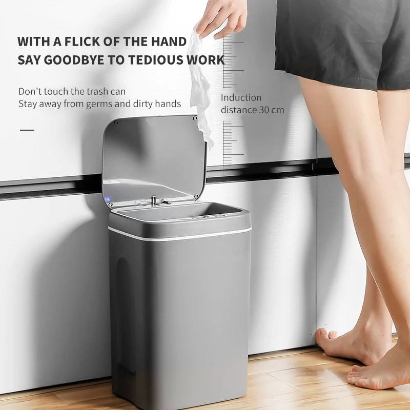 Papelera Inteligente Sensor Automatic Dustbin Rubish Nordic Smart Kitchen Rubbish Dust Plastic Garbage Trash Can Waste Bins