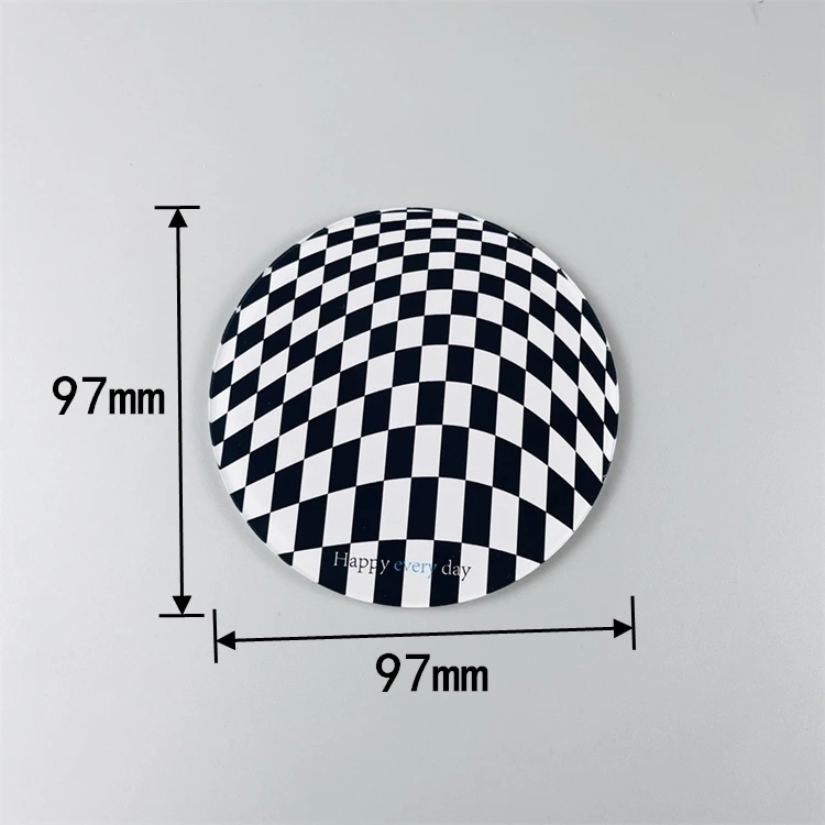 Checkered Coasters Acrylic Checkerboard Coffee Cup Coaster Round Mat Pad for Home Kitchen Desk Table Drink Decor Accessories