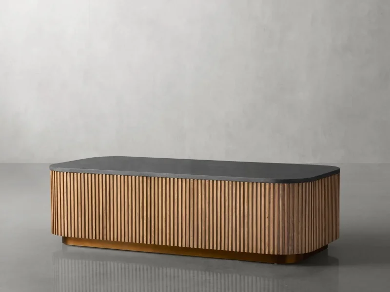 HJ HOME Contemporary Design American Oak Veneer Handcrafted Pine Wood Central Table  Marble Coffee Table