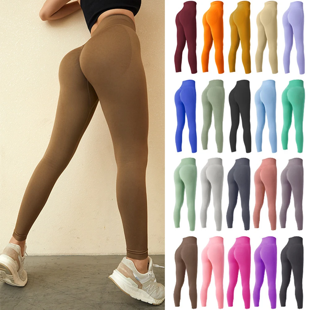 High Waist Sports Leggings Push Up Tight Butt Lifting Workout Pants Breathable Fitness Yoga Seamless Leggings For Women