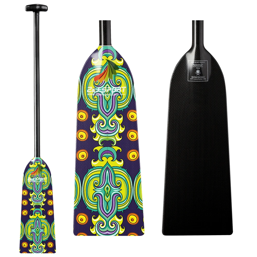 2021 ZJ SPORT Best Selling  IDBF Approved Carbon Dragon Boat Paddle With New Graphics on the Blade OPDP