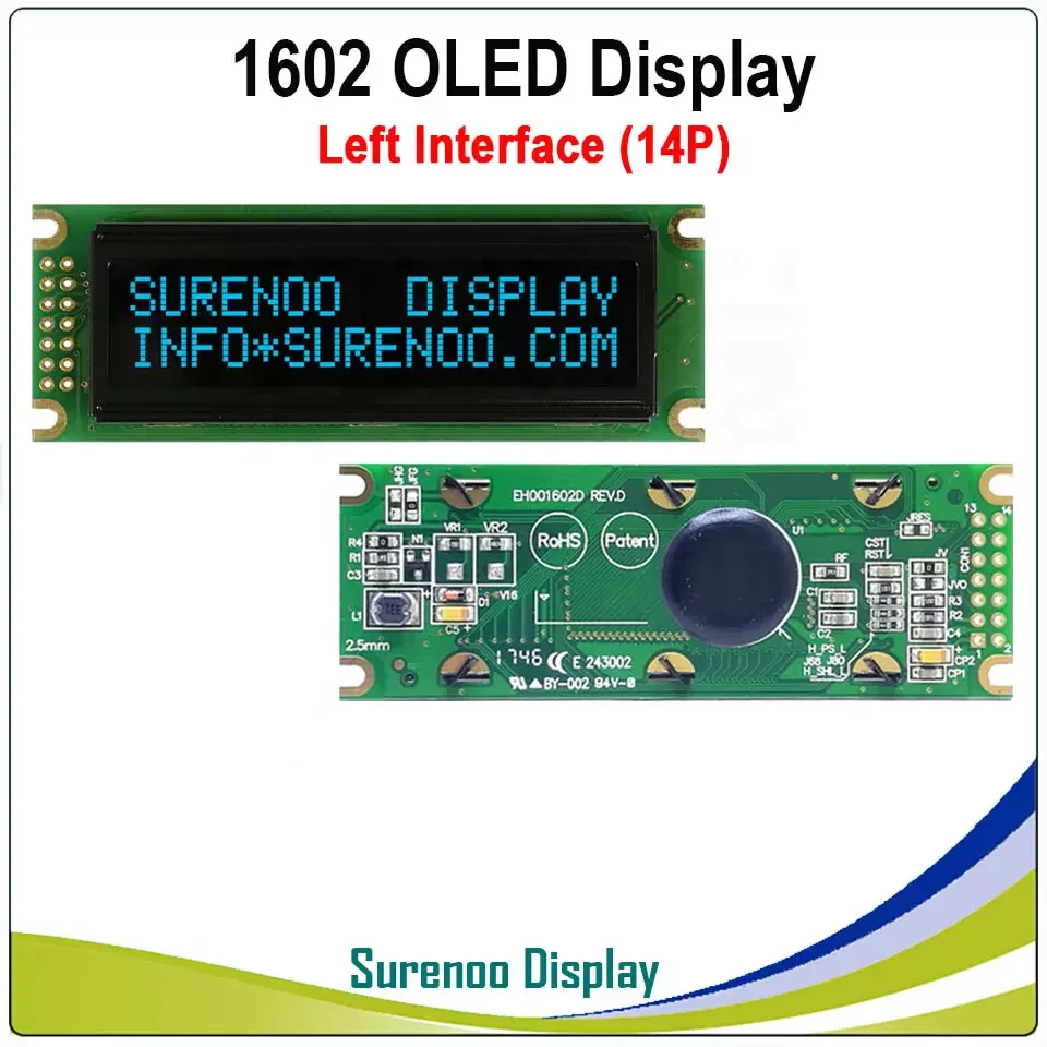B2B-Real OLED Display, 122X44 1602 162 16X2 Larger Character LCD Module Display LCM Screen Panel WS0010 Parallel Serial SPI