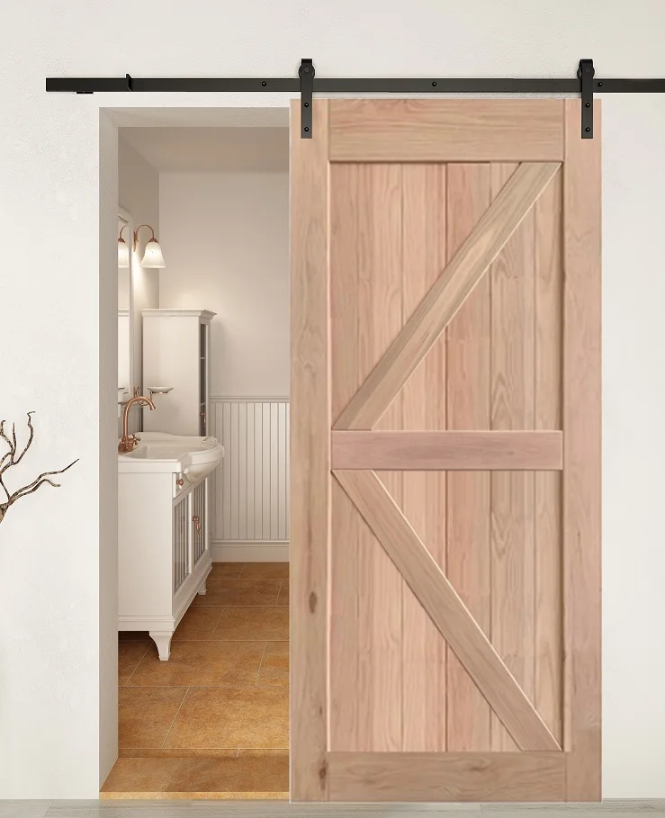 CBMmar New Style Modern Design Soundproof Fancy Solid Wood Classical White Oak Wooden Barn Doors