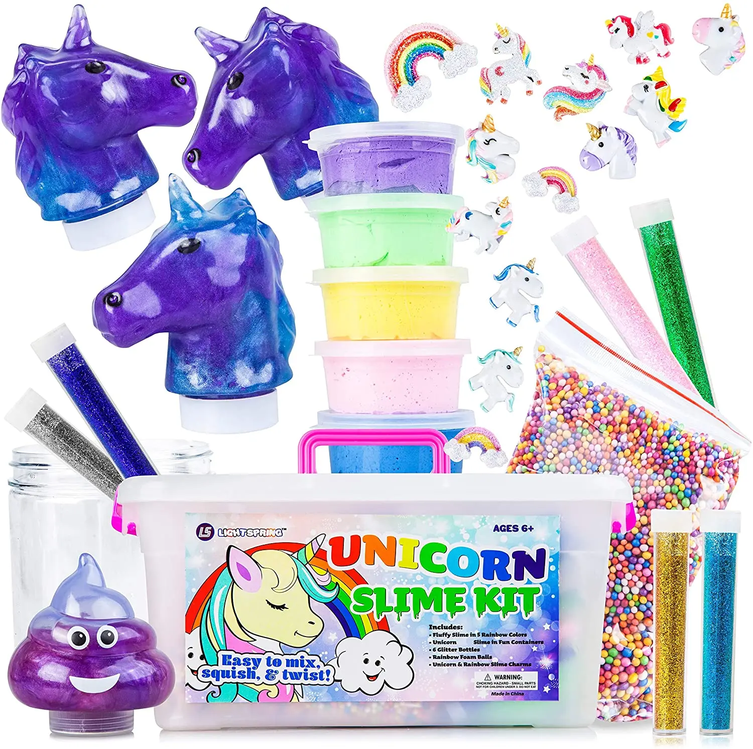 DIY Slime Kit Glow in The Dark Packed with 18 Mystery Box with Colored Slimes 48 Colored Glitter