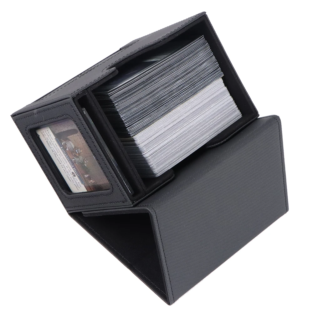 Custom Logo Pu Leather Deck Box Yugioh Trading Card Game with Acrylic Card Holder  Leather Deck Box