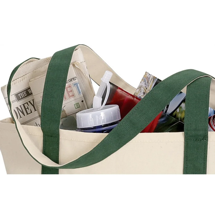 Custom Logo Customization Printed Grocery Bag Eco-friendly Large Capacity Shoulder Handle Canvas Tote Shopping Bags