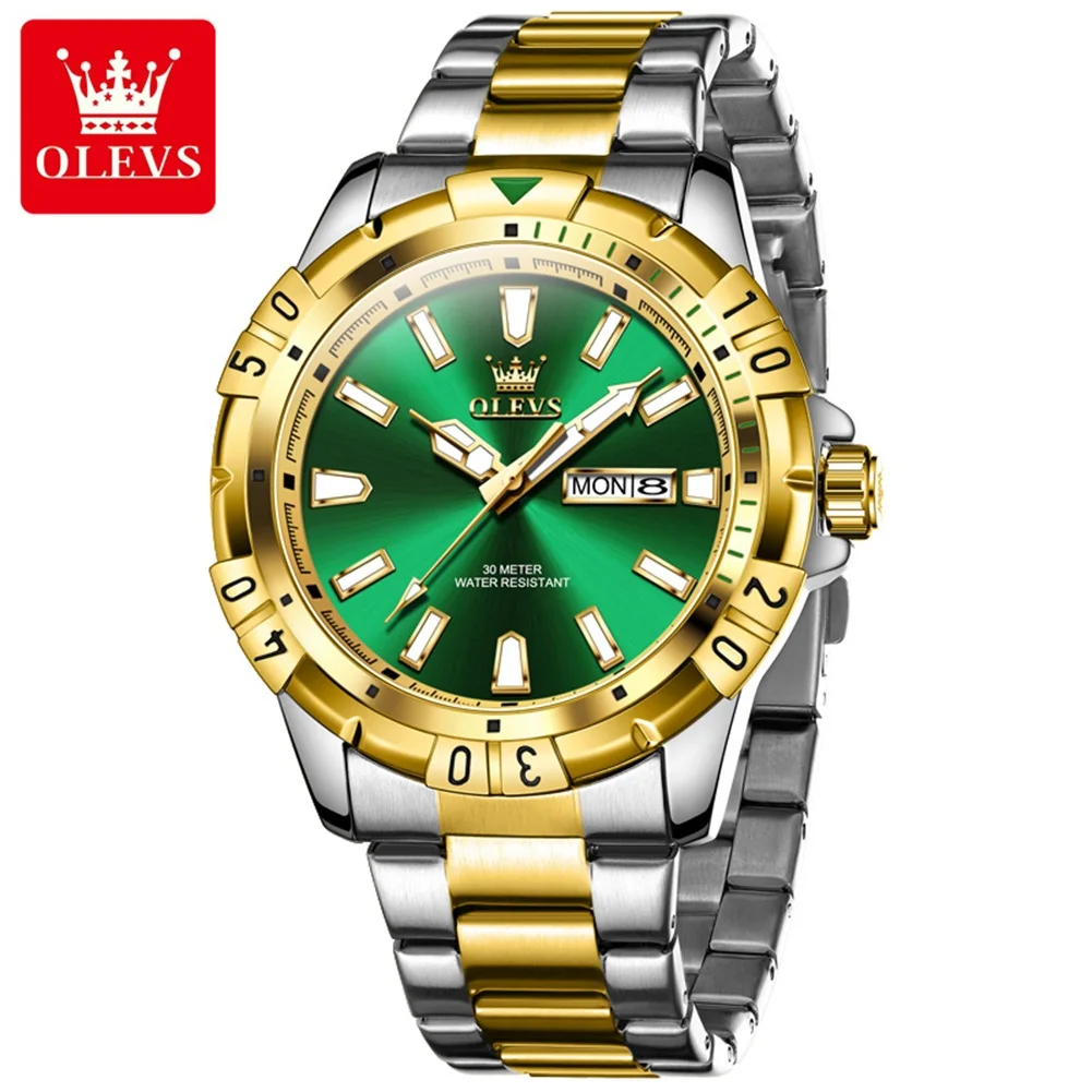 OLEVS 5560 Cool Boys Watch All Black Mens Watch With Luminous Hands Stainless Steel Strap Simple Watch