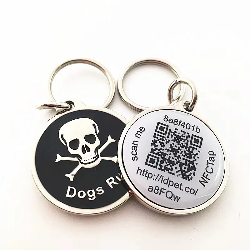 13.56Mhz NFC Pet ID Tag Printable QR Code RFID Dog Tracking NFC Metal Pet Tags For Animals