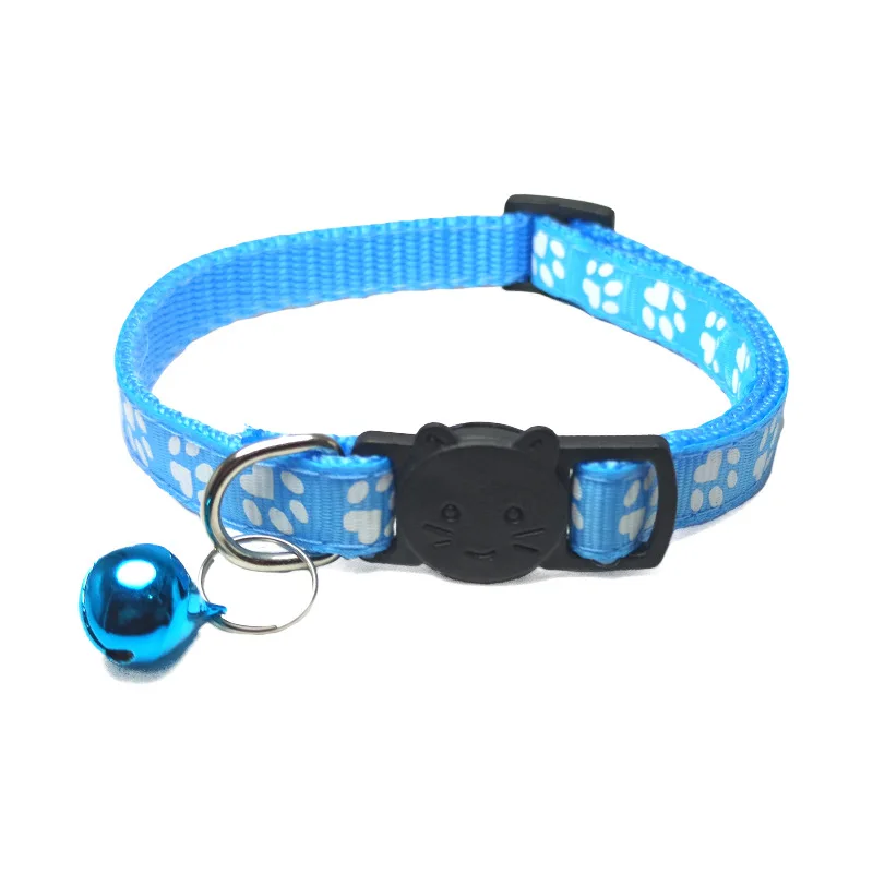 Pet Collar Ring Cat Buckle Paw Prints Polypropylene Fiber Adjustable Cat Puppy with Bell