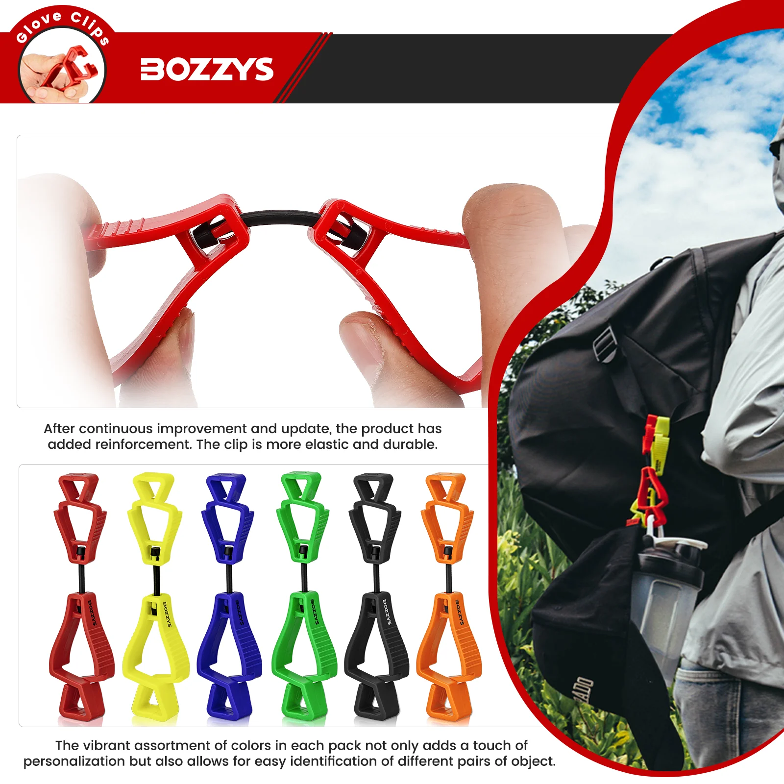 Wear-Resistant Plastic Safety Glove Clips Holder 6-pack for Worker Construction Guard Labor