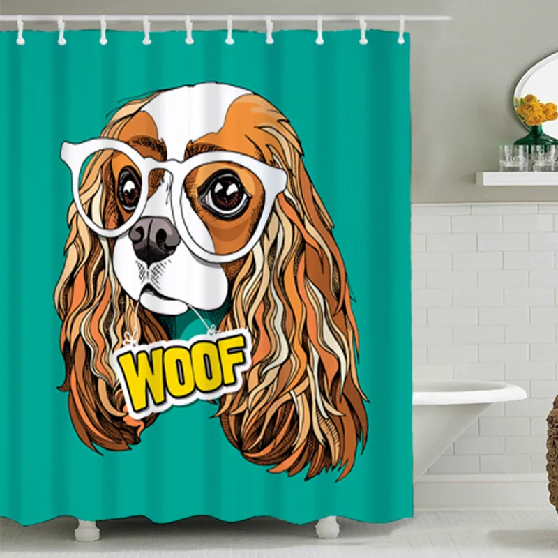 
High quality adventures of Pets Dog and Cat Printed Shower Curtains Waterproof Bathroom Curtain Shower Curtain with Hooks 
