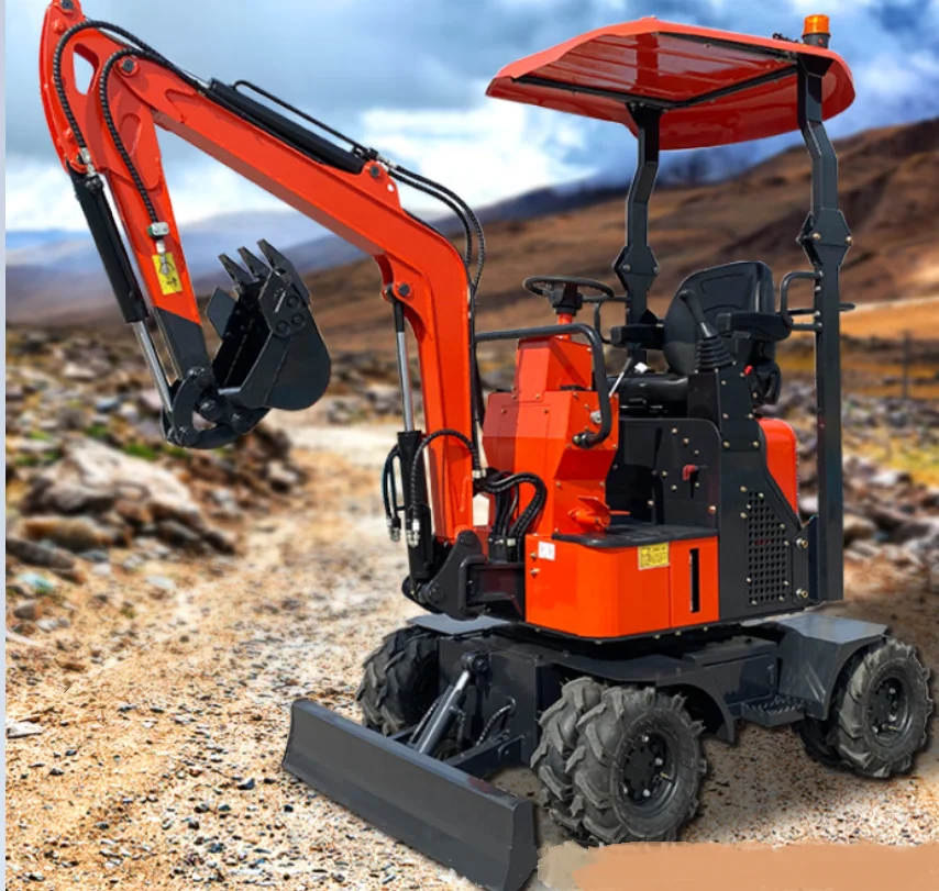 XDEM 1.2ton Mini Wheel Excavator 4 Wheels Tire Digger mini digger