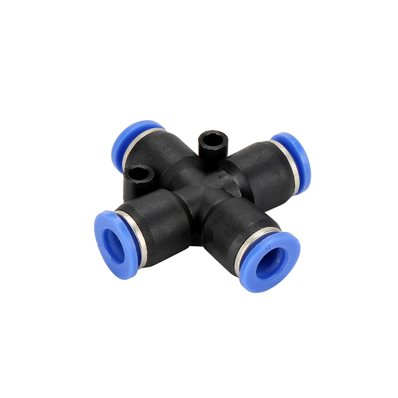 PZA 4 way Cross one touch push in connector 4mm 6mm 8mm 10mm 12mm plastic fitting pneumatic tube air fitting